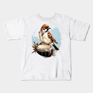 Sparrow And Drum Kids T-Shirt